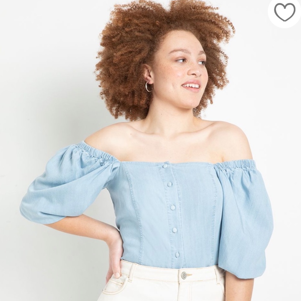 NWT Eloquii Chambray Blouse Size 22